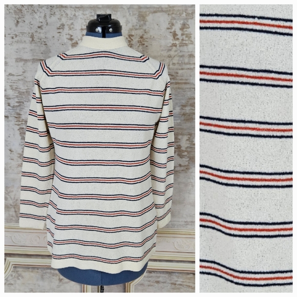 Vintage Tops - Vintage 70s Pullover Striped Top S Women's S vtg 1970s Academia Mod Beatnik